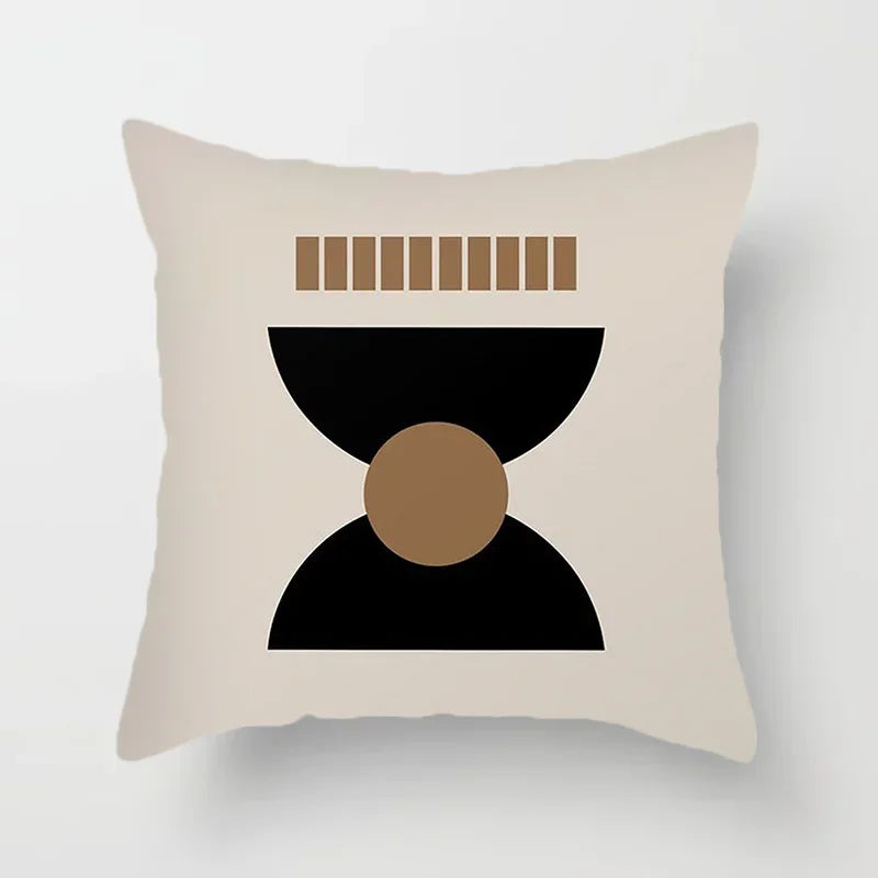 Aurum Kussenhoes - Moderne Zwart-Wit Kussenhoes met Abstracte Kunstprint