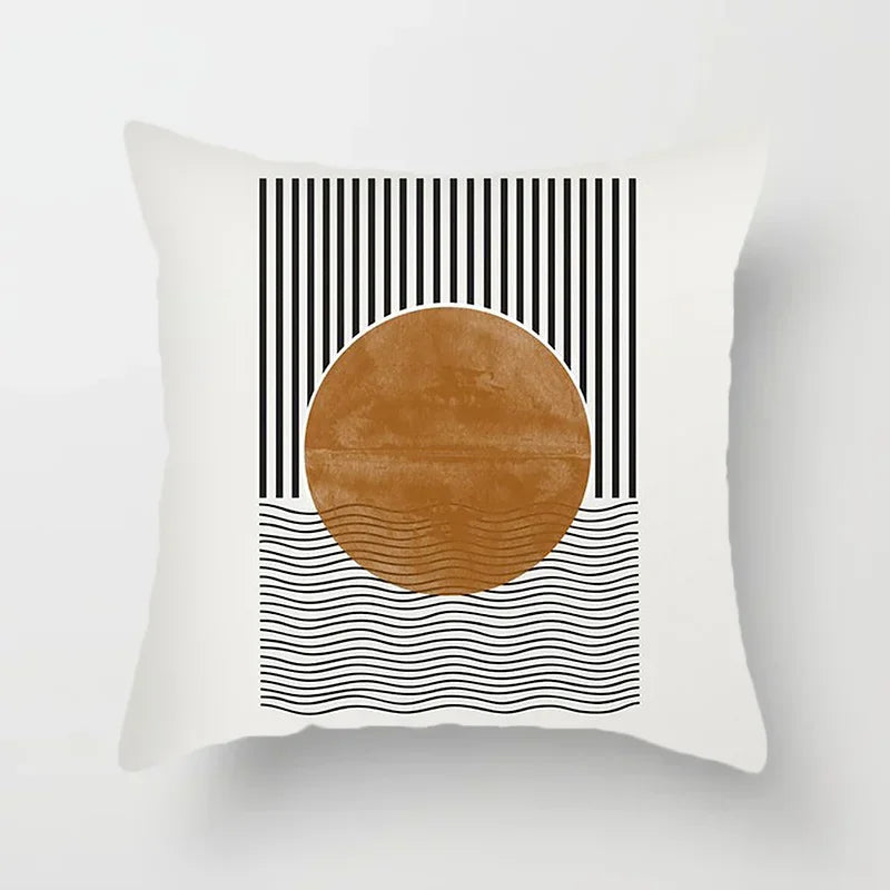 Aurum Kussenhoes - Moderne Zwart-Wit Kussenhoes met Abstracte Kunstprint
