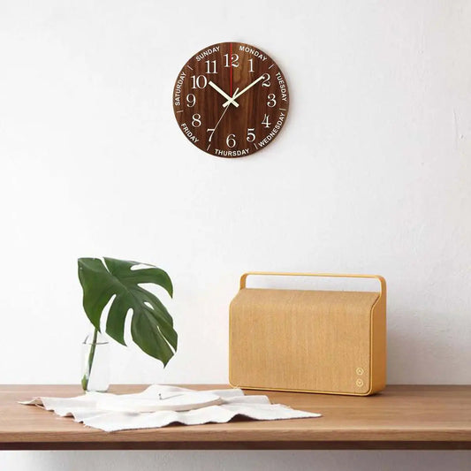 GlowClock – Luxe Houten Wandklok met Nachtverlichting