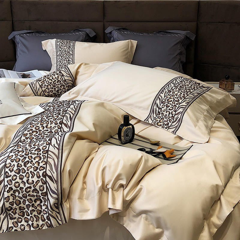 Leopard Grey – Luxe Dekbedovertrekset van Egyptisch Katoen