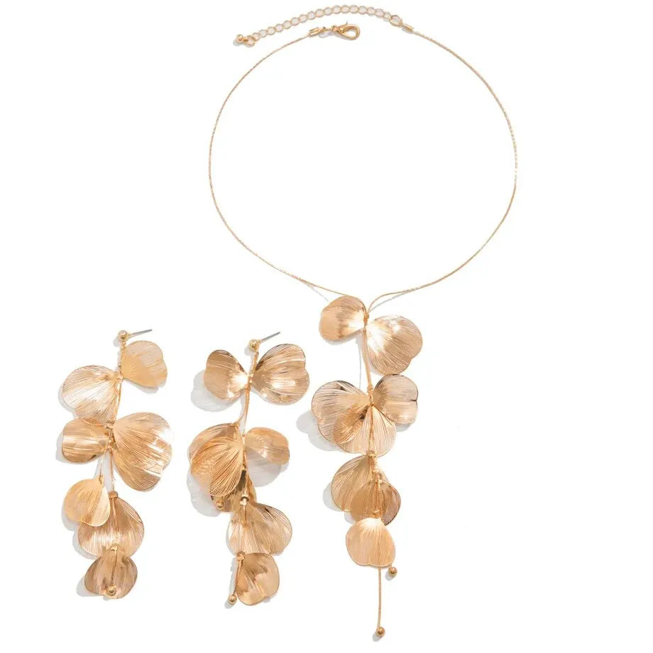 LeafElegance Set - Blad Hanger en Oorbellen