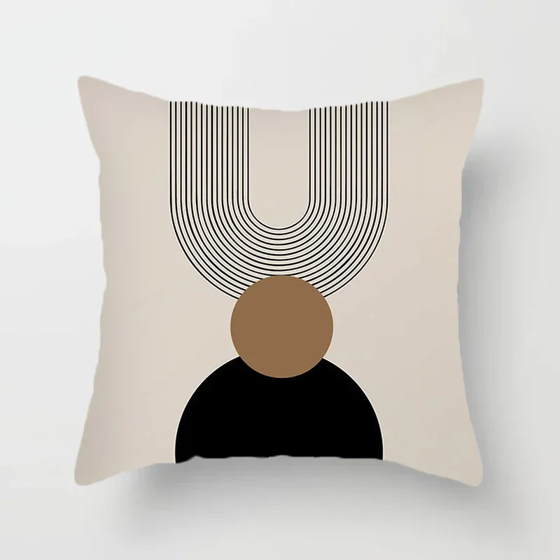 Aurum Kussenhoes - Moderne Zwart-Wit Kussenhoes met Abstracte Kunstprint