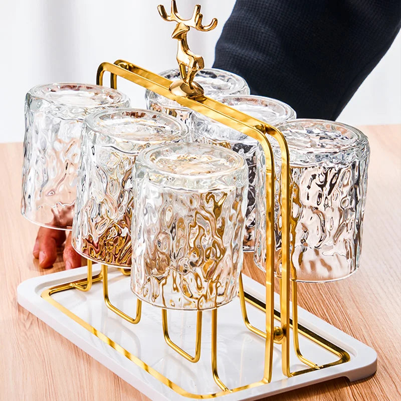 Glacio Glas Cuphouder - Glazen Feesthouder met Rendierdesign voor Luxe Whisky-ervaring