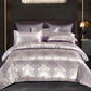 Luxueuze Satijn Rayon Jacquard Dekbedovertrek in Goud & Blauw