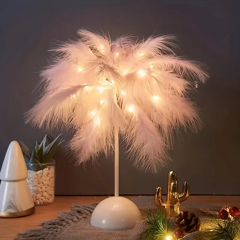 FeatherLuxe Lamp - Betoverende Tafellamp voor Warmte en Sfeer