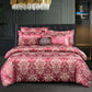 Luxueuze Satijn Rayon Jacquard Dekbedovertrek in Goud & Blauw