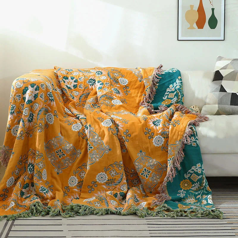 Boho Luxe Katoenen Deken - Elegantie en Comfort Voor Jouw Interieur