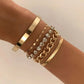 SnakeEdge Bracelet Set - 5-delige Slangenketting in Metaal