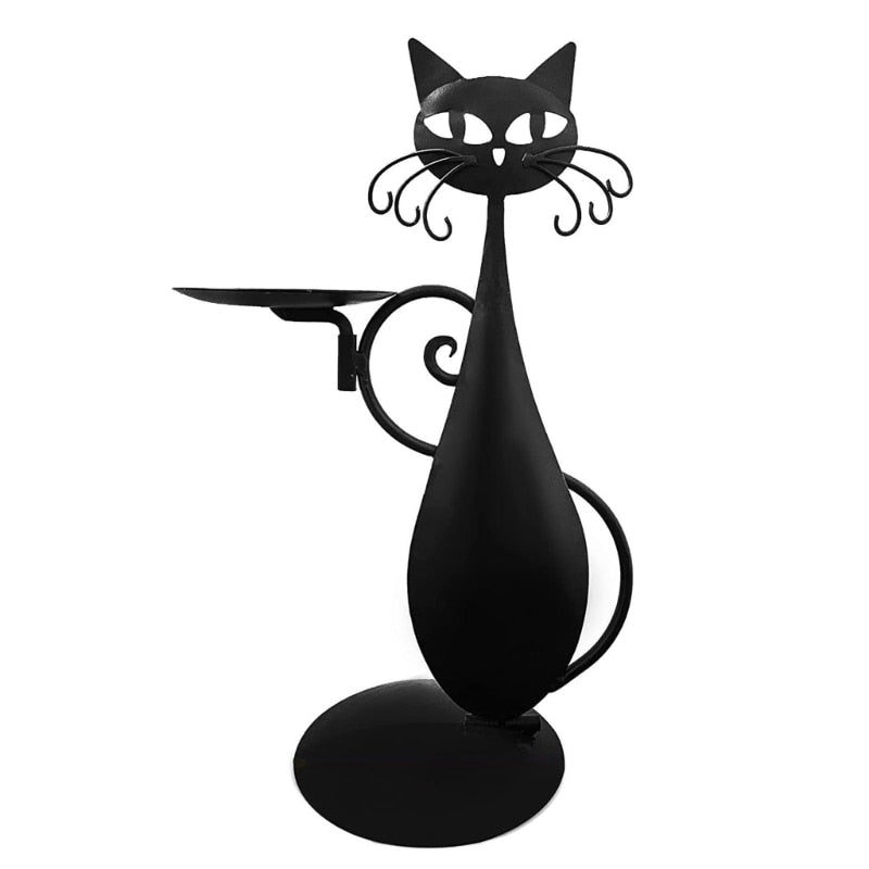Midnight Panther - Mystieke Zwarte Kat Kaarsenhouder