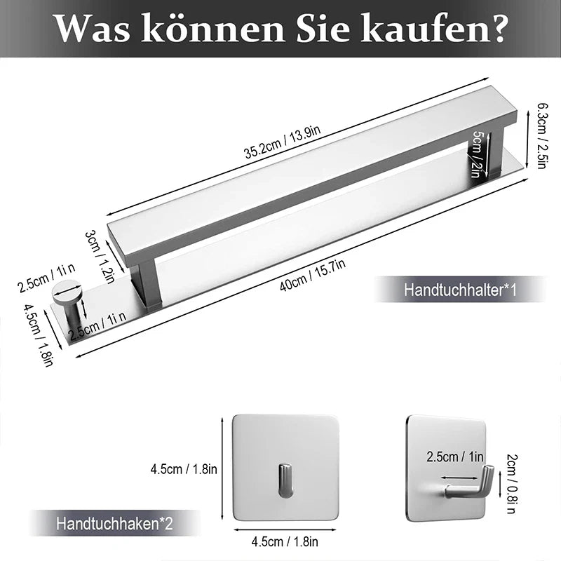 Modern Zelfklevend Handdoekrek - in Zilver en Zwart