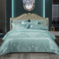 Luxueuze Satijn Rayon Jacquard Dekbedovertrek in Goud & Blauw