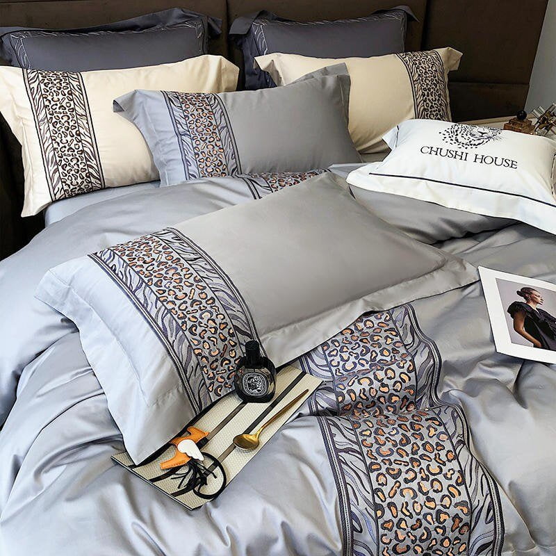 Leopard Grey – Luxe Dekbedovertrekset van Egyptisch Katoen