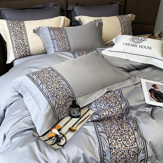 Leopard Grey – Luxe Dekbedovertrekset van Egyptisch Katoen