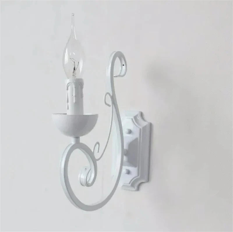 VintageGlow Lamp - Elegante Witte Muurlamp met Kaars E14