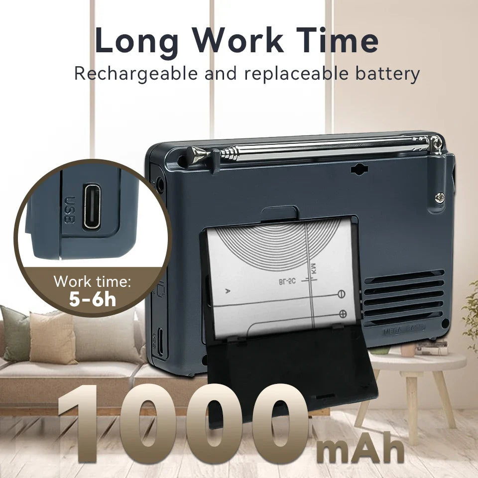 EchoWave - Draagbare Retro Radio met Krachtig Geluid