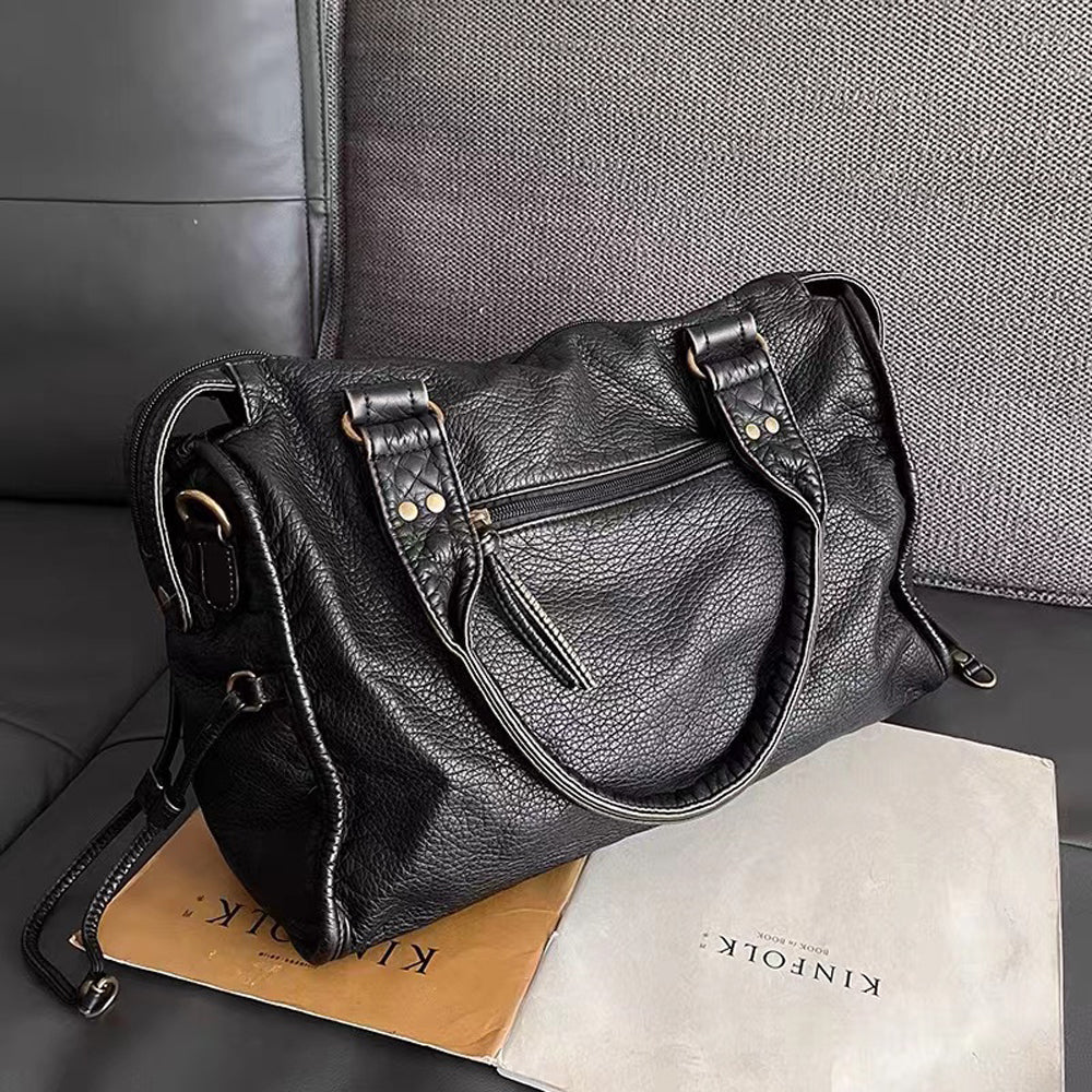 NoirClass - Elegante Zwarte Lederen Handtas