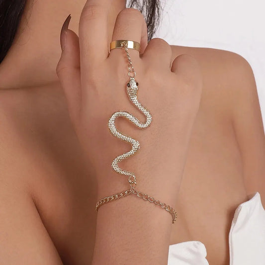 SerpentElegance – Luxe Slangenarmband en Ring Set