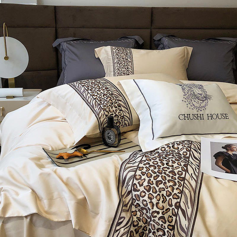 Leopard Grey – Luxe Dekbedovertrekset van Egyptisch Katoen