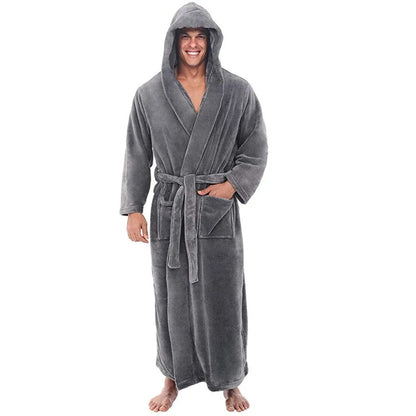 HoodedChill Badjas - Luxe Pluche Hooded Badjas voor Mannen