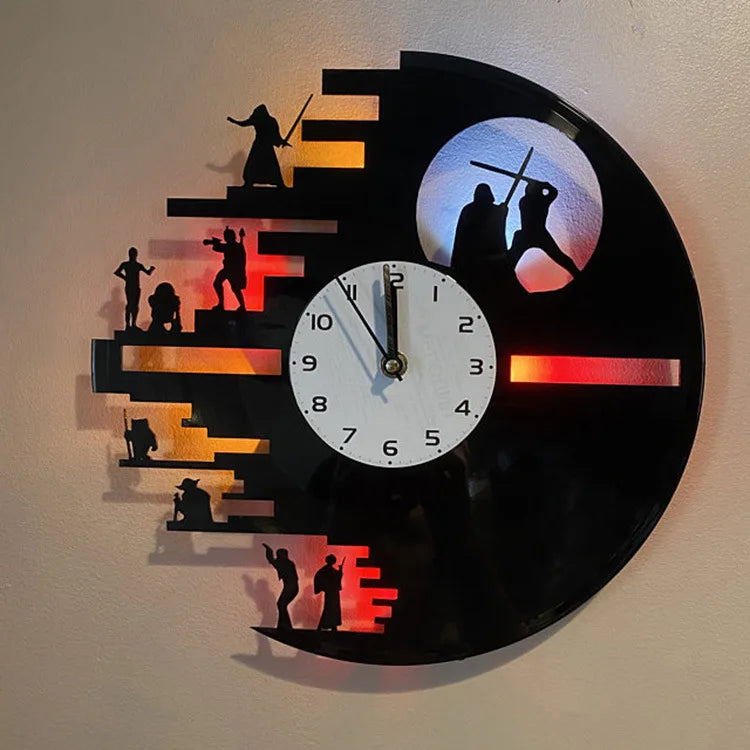 StarWarsVinyl Clock - LED Muurdecoratie voor Slaapkamer