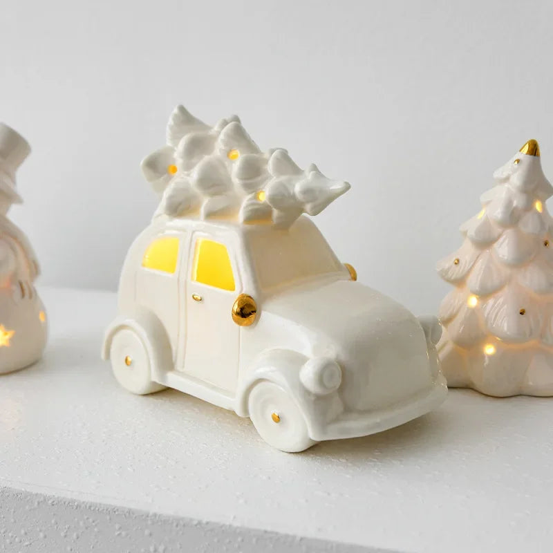Magisc Kerstdecoratie - Verlichte Keramische Sneeuwman voor Feestdecoratie