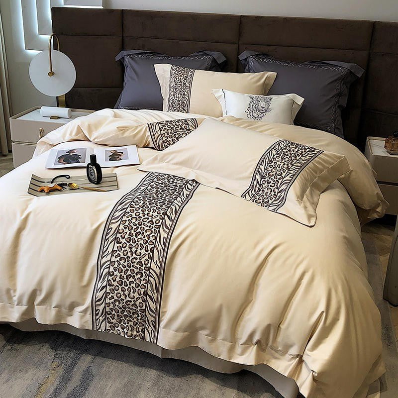 Leopard Grey – Luxe Dekbedovertrekset van Egyptisch Katoen