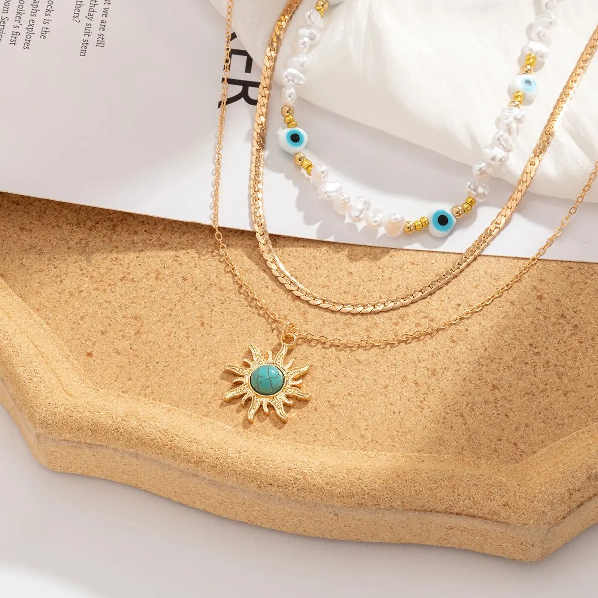 EthnoCharm Necklace Set – Zonnebloem & Boze Oog Accessoires