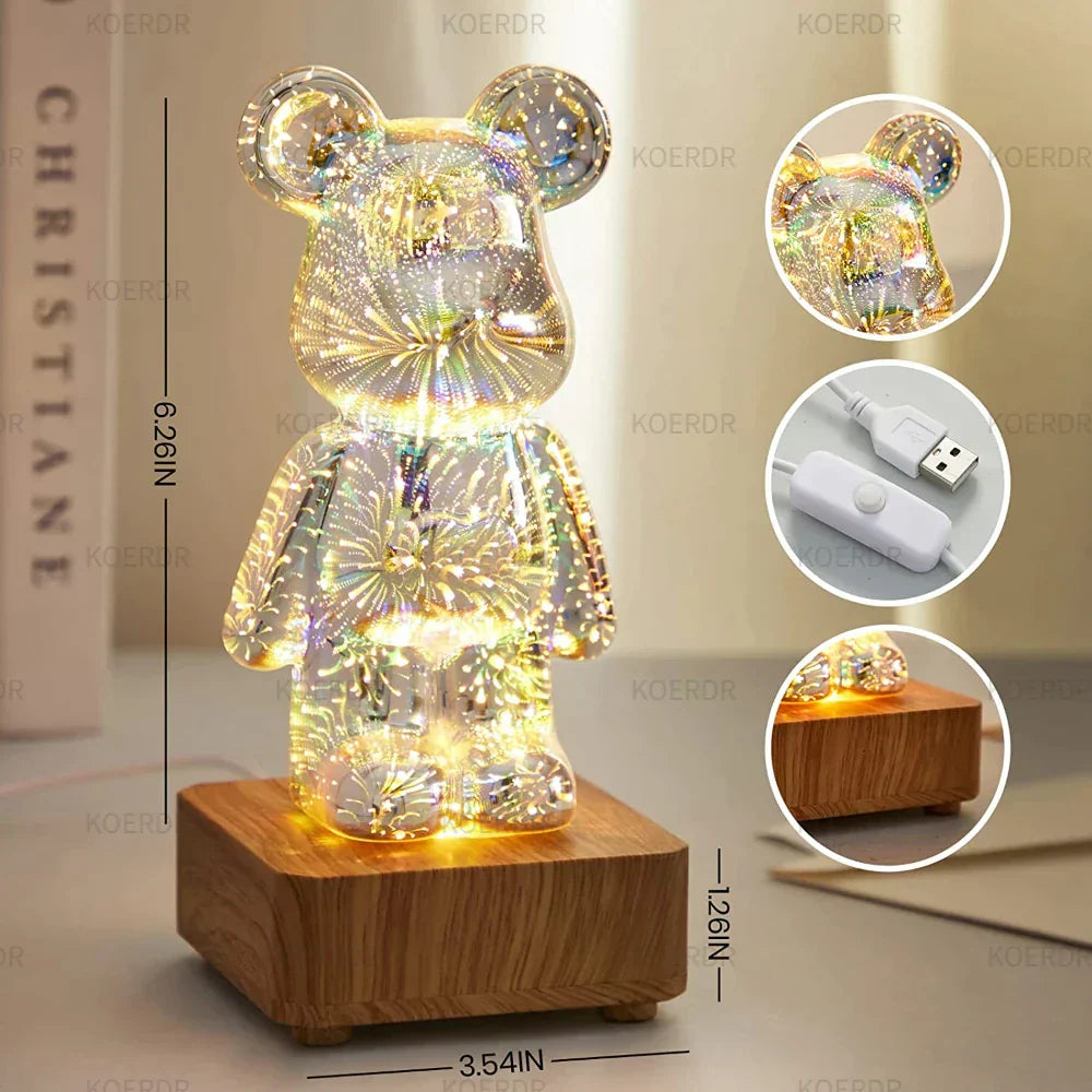 StarBear - Betoverende 3D Vuurwerk Effect Lamp