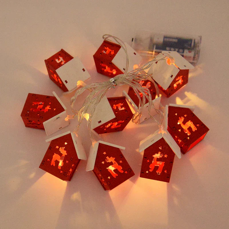 Betoverend Houten LED Huisje Lichtstrip – Creëer Magie en Warmte Deze Kerst
