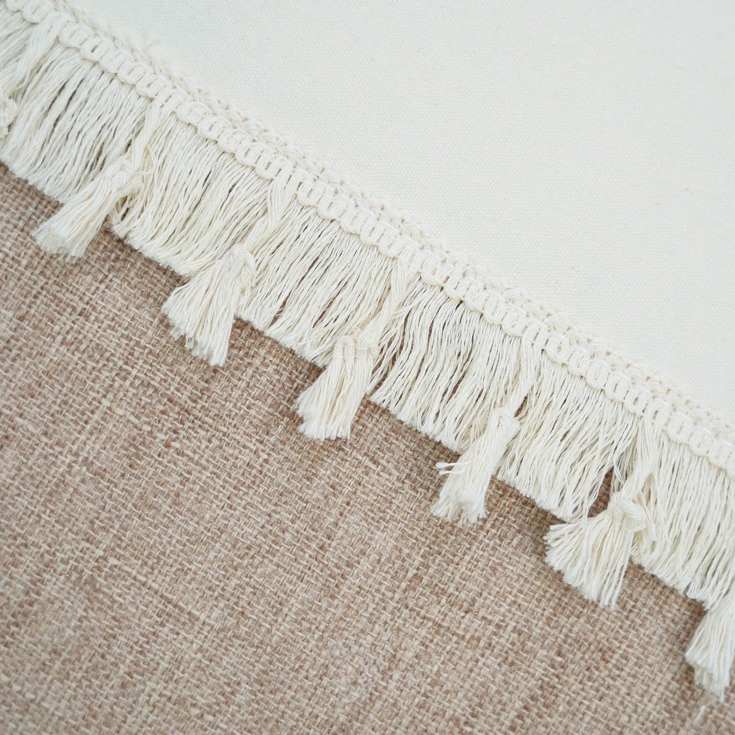 Bohemian Kussenhoes - Geometrisch Kussenhoes in Beige met Franjes