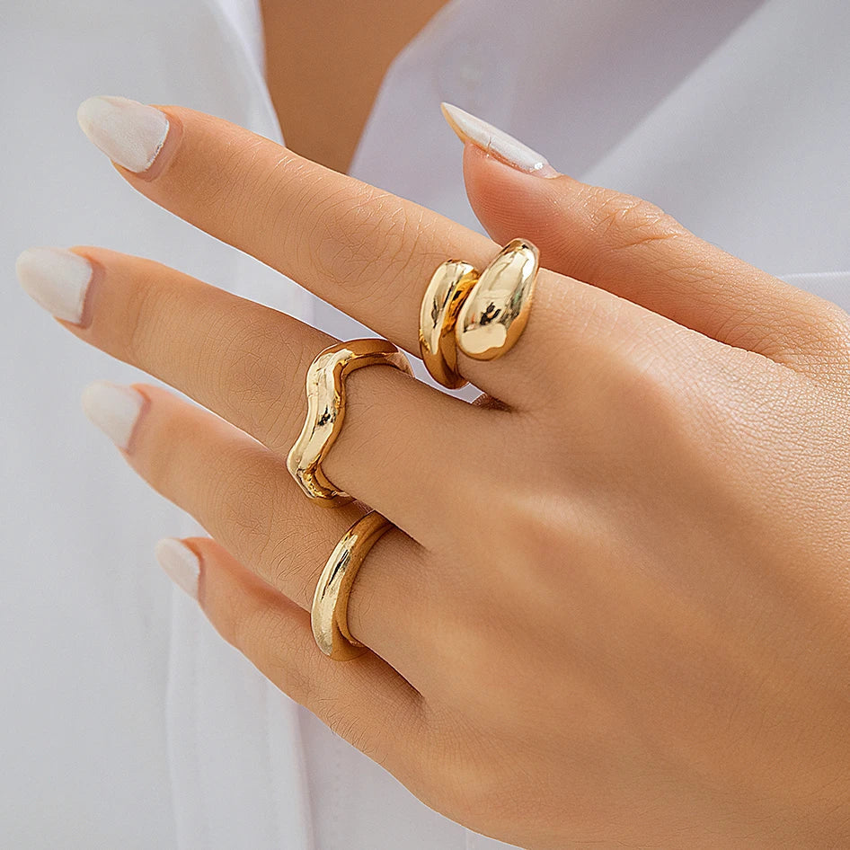 EleganceGold Set - 3-delige Vintage Slangenring Collectie