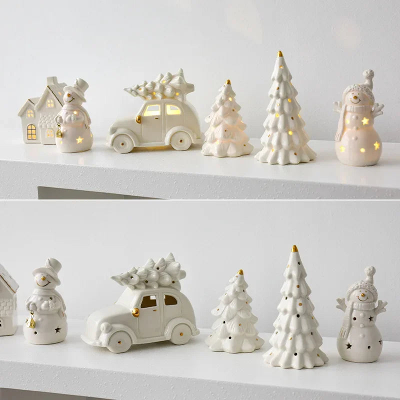 Magisc Kerstdecoratie - Verlichte Keramische Sneeuwman voor Feestdecoratie