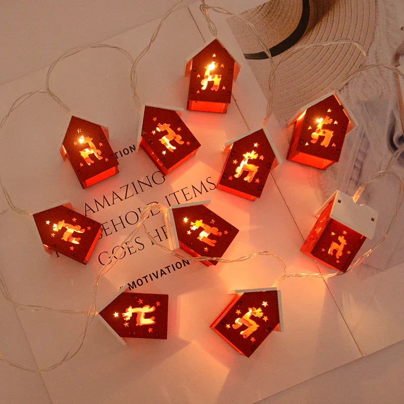 Betoverend Houten LED Huisje Lichtstrip – Creëer Magie en Warmte Deze Kerst