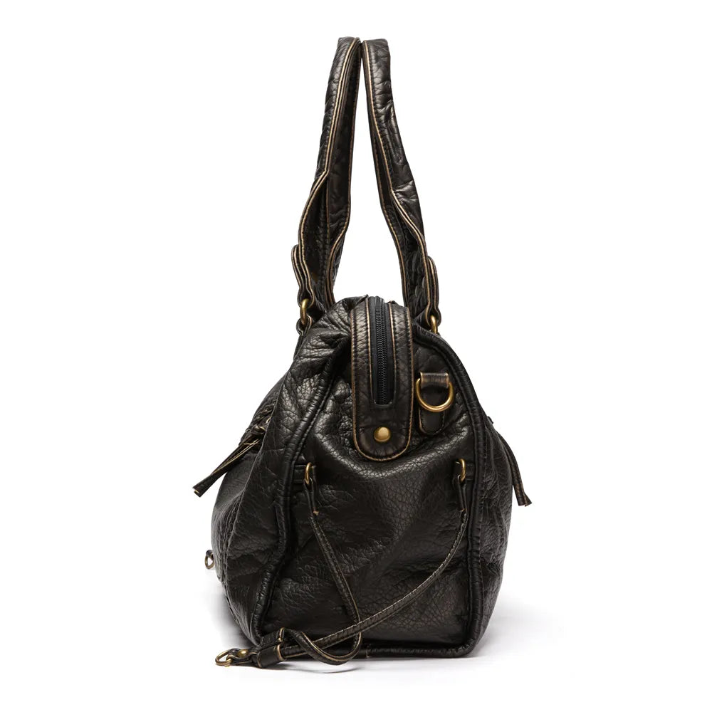 NoirClass - Elegante Zwarte Lederen Handtas