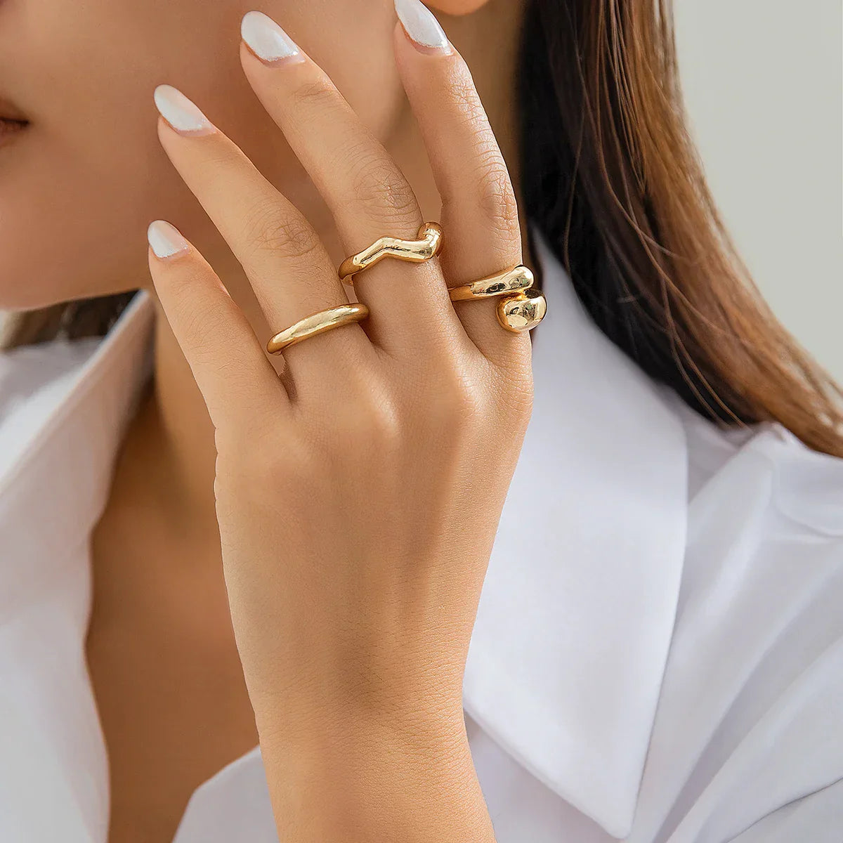 EleganceGold Set - 3-delige Vintage Slangenring Collectie