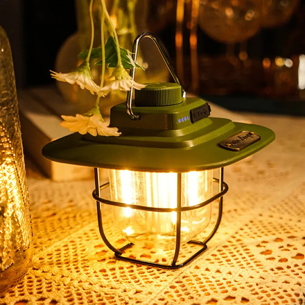 NostalgiaGlow - Retro Oplaadbare LED Lantaarn voor Avonturen
