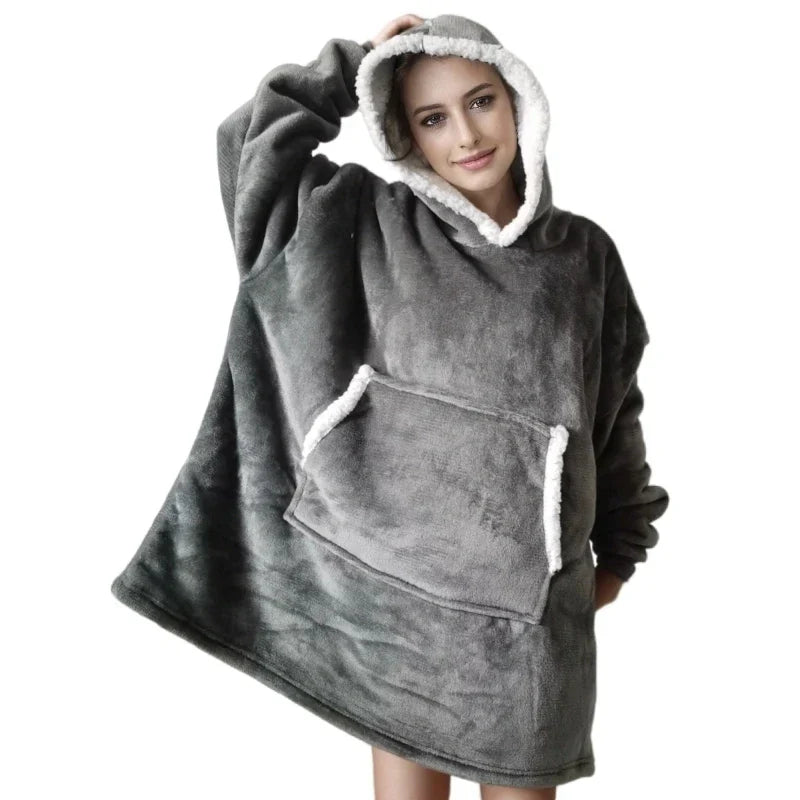 SnugFit Hoody Deken - Luxe Flanel met Sherpa