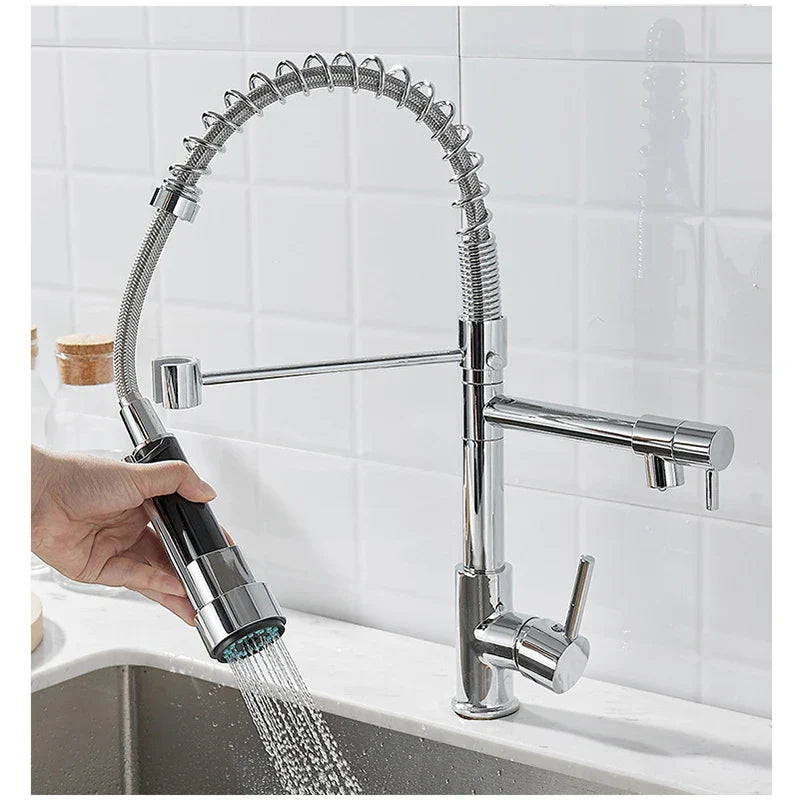 DualFlow Keukenkraan - Luxe Dubbele Messing Keukenkraan