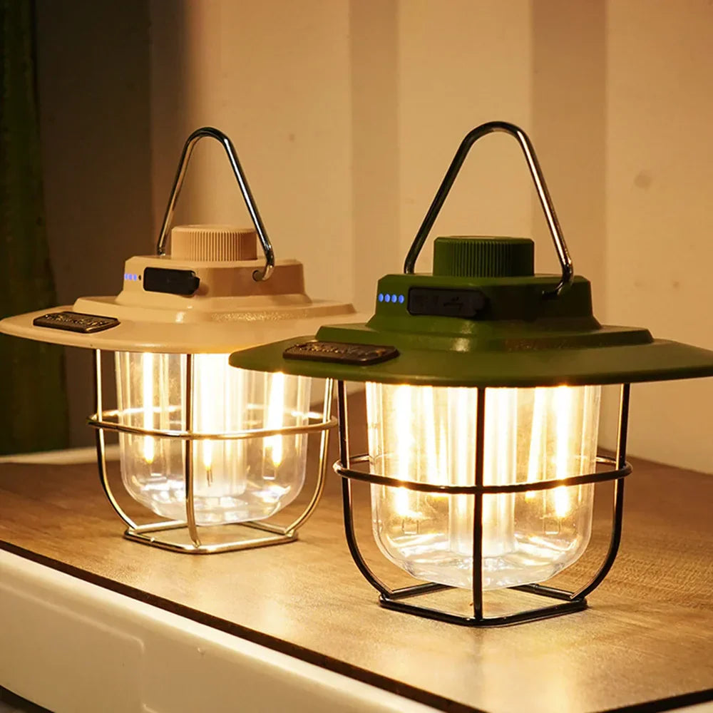 NostalgiaGlow - Retro Oplaadbare LED Lantaarn voor Avonturen