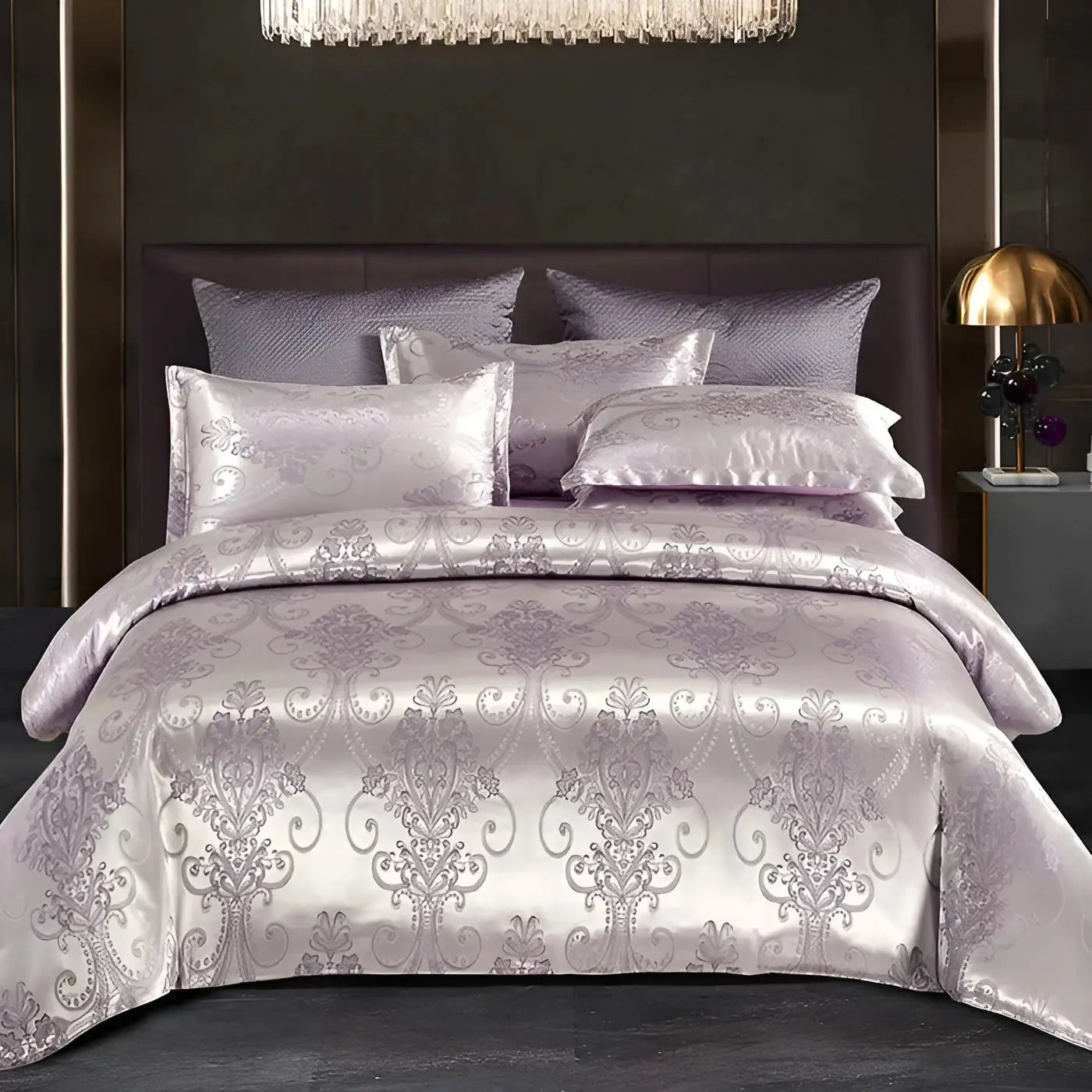 Chic Satijnen Jacquard Dekbedovertrek voor Luxe Slaapkamer