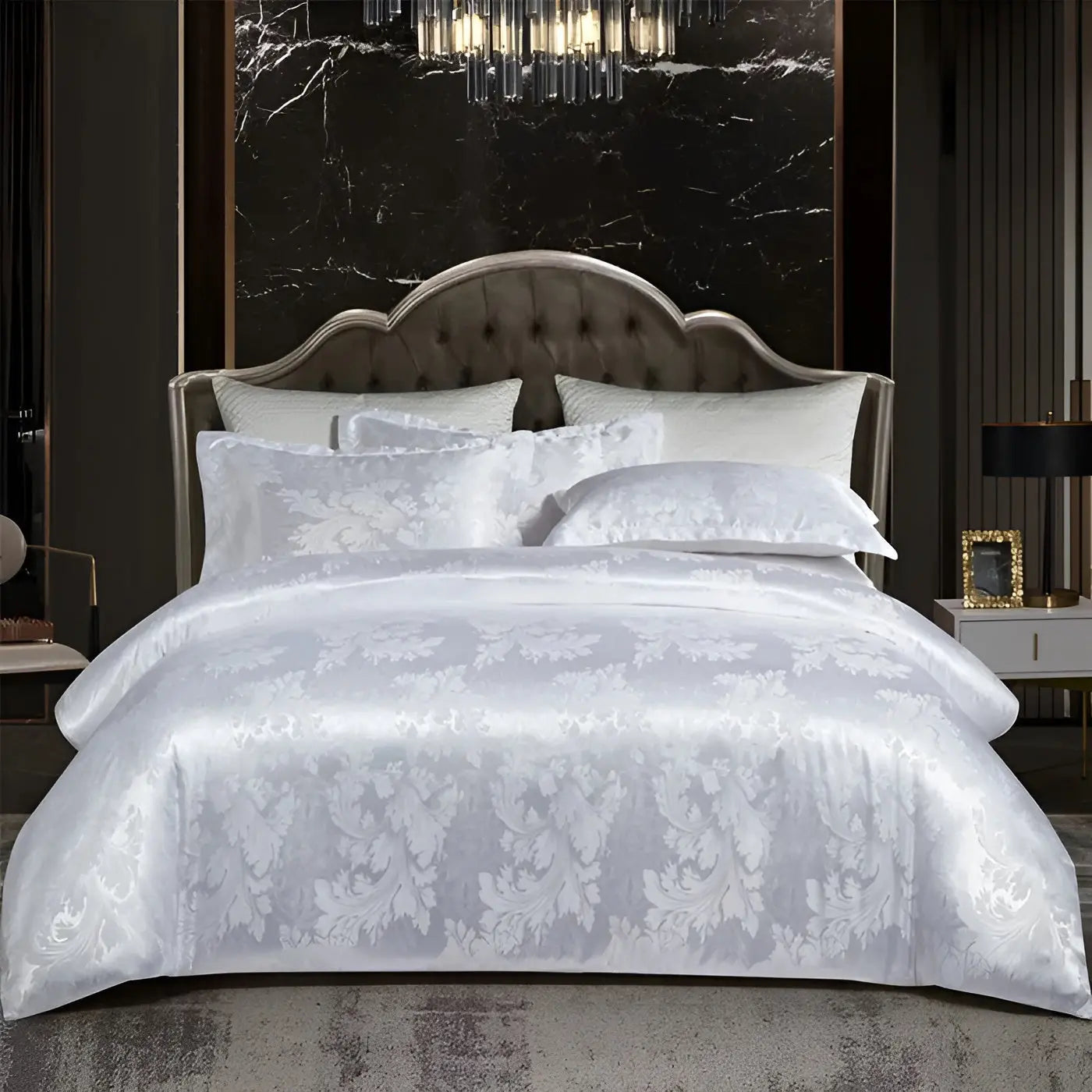Chic Satijnen Jacquard Dekbedovertrek voor Luxe Slaapkamer