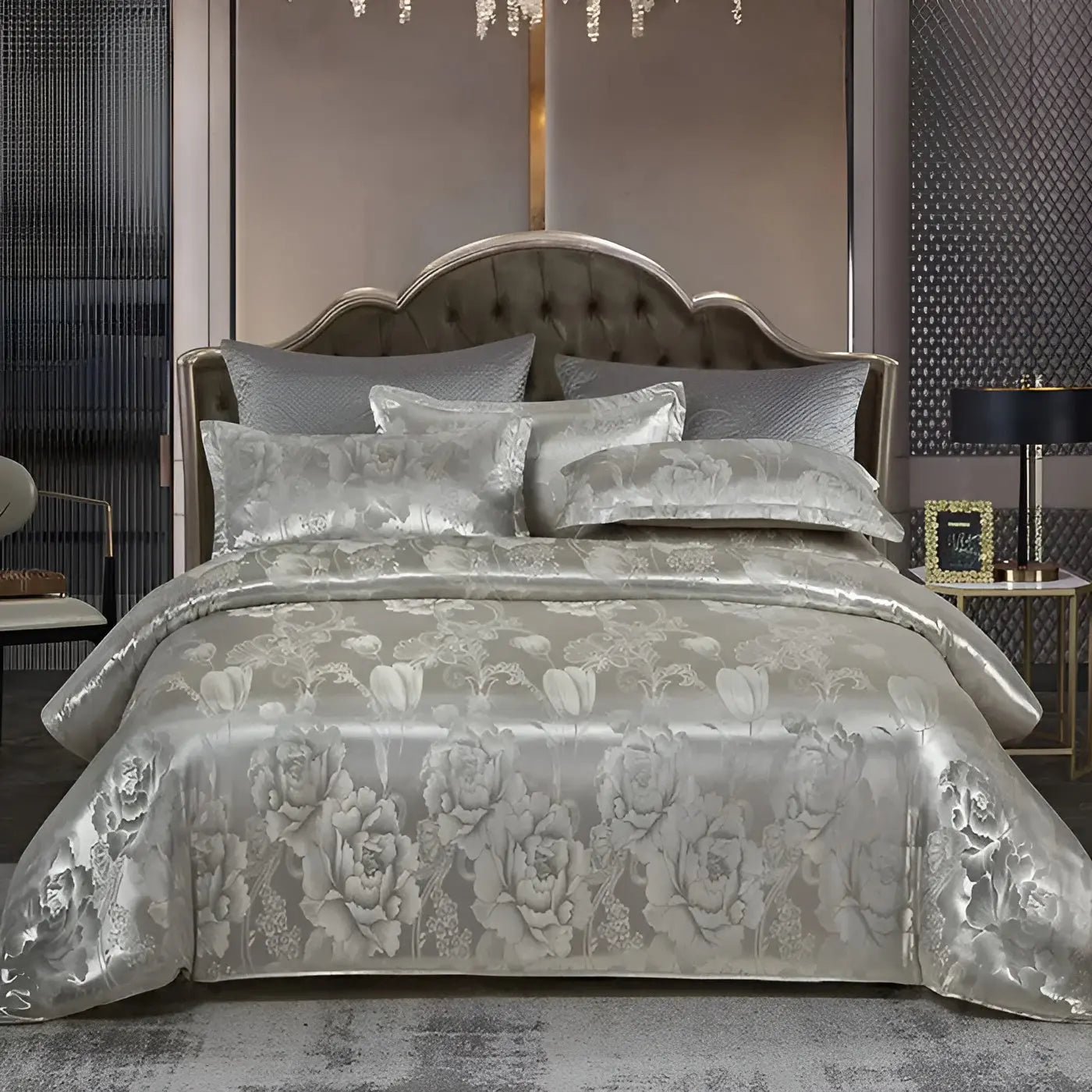 Chic Satijnen Jacquard Dekbedovertrek voor Luxe Slaapkamer