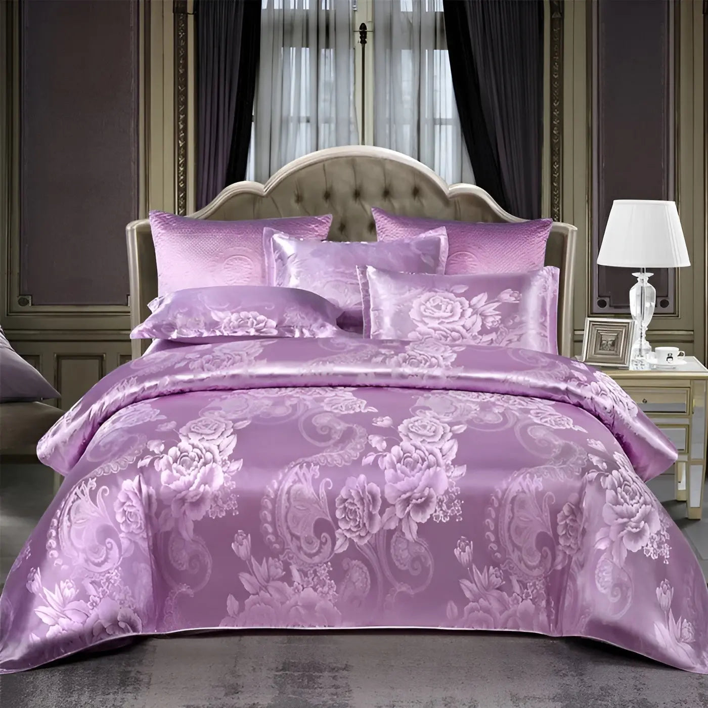 Chic Satijnen Jacquard Dekbedovertrek voor Luxe Slaapkamer