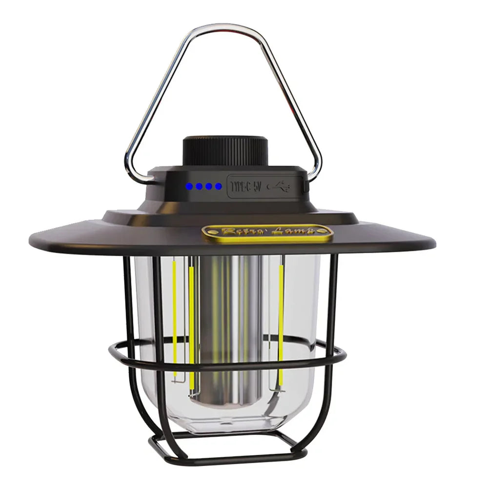 NostalgiaGlow - Retro Oplaadbare LED Lantaarn voor Avonturen