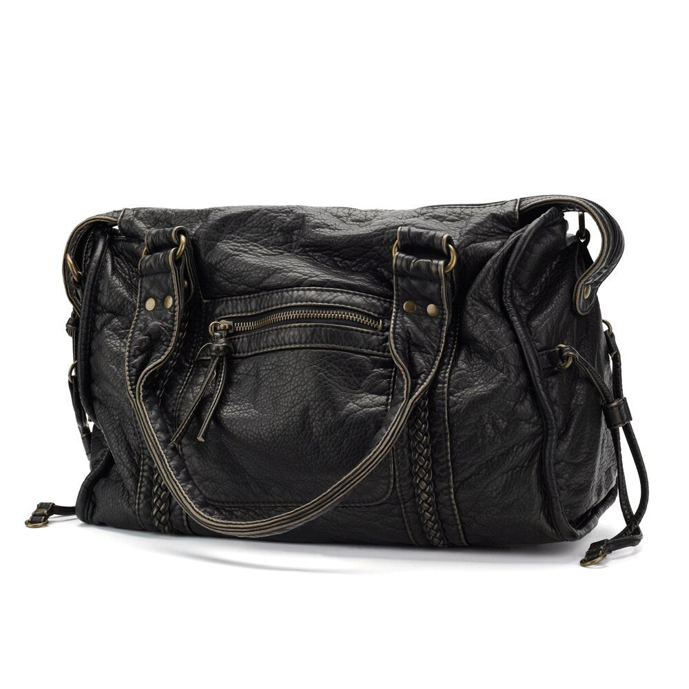 NoirClass - Elegante Zwarte Lederen Handtas