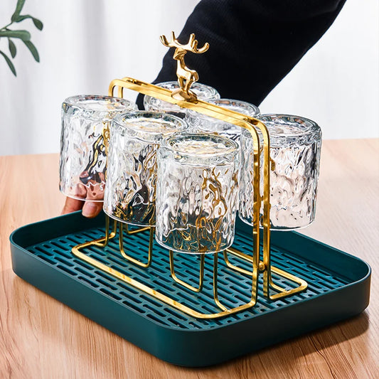 Glacio Glas Cuphouder - Glazen Feesthouder met Rendierdesign voor Luxe Whisky-ervaring