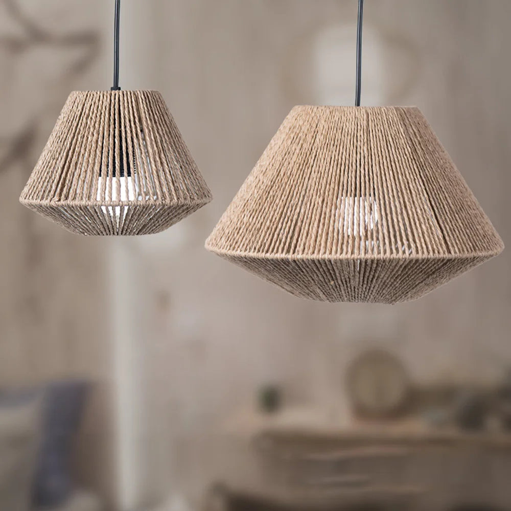 Rotan Hanglamp - Elegante Rotan Hanglamp met Geometrisch Design voor Sfeervolle Verlichting