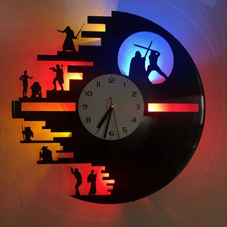 StarWarsVinyl Clock - LED Muurdecoratie voor Slaapkamer