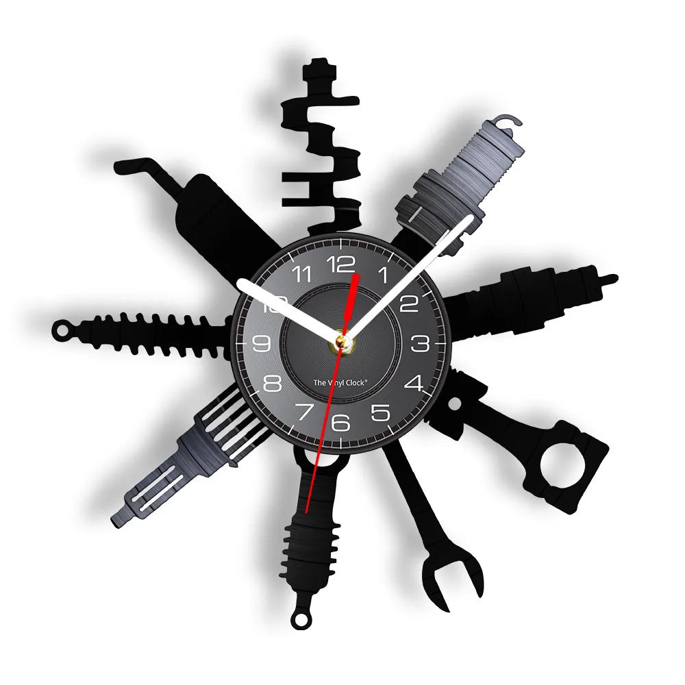 AutoRepair Clock - Moderne Garage Vinyl Wandklok