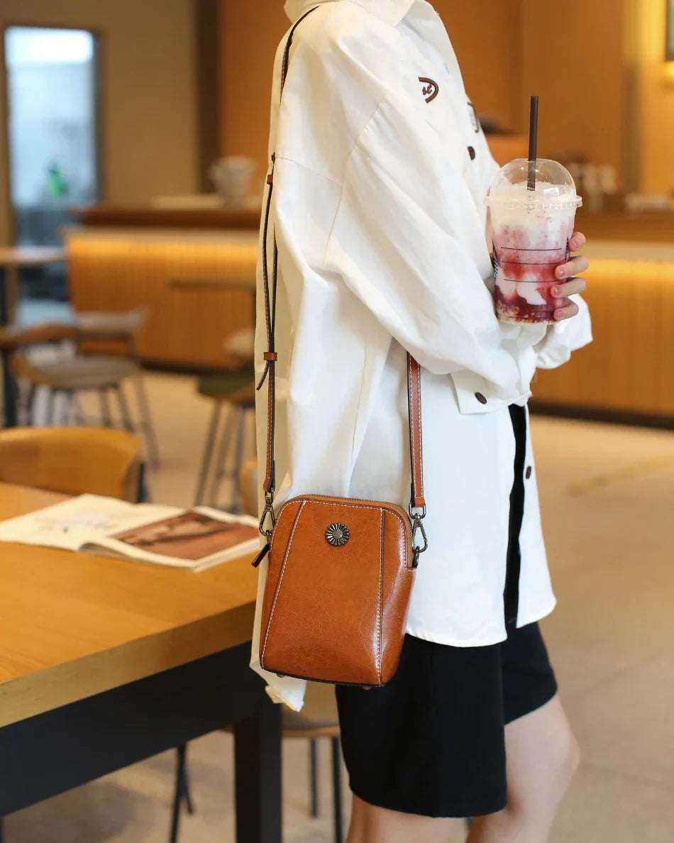 LeatherVibe - Elegante Leren Crossbody Tas